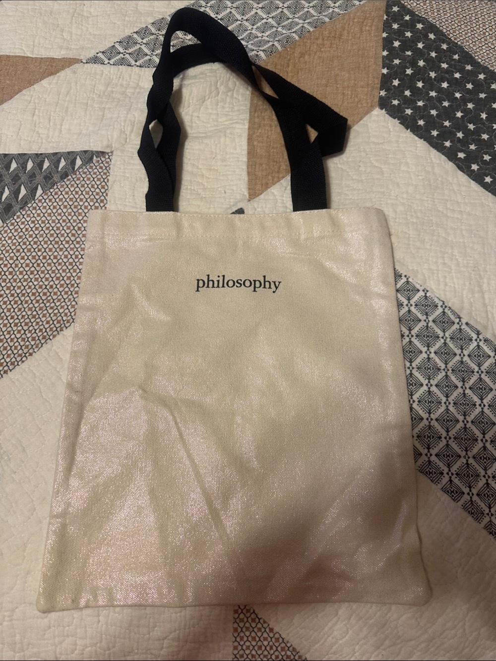 Philosophy Shimmer Cream Tote with Black Straps